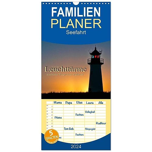 Familienplaner 2024 - Leuchttürme - maritime Wegweiser weltweit mit 5 Spalten (Wandkalender, 21 x 45 cm) CALVENDO, Peter Roder