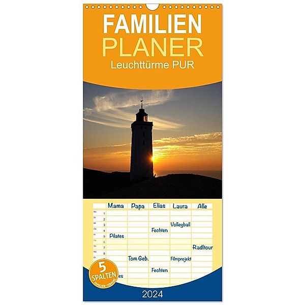 Familienplaner 2024 - Leuchttürme PUR mit 5 Spalten (Wandkalender, 21 x 45 cm) CALVENDO, Werner Prescher