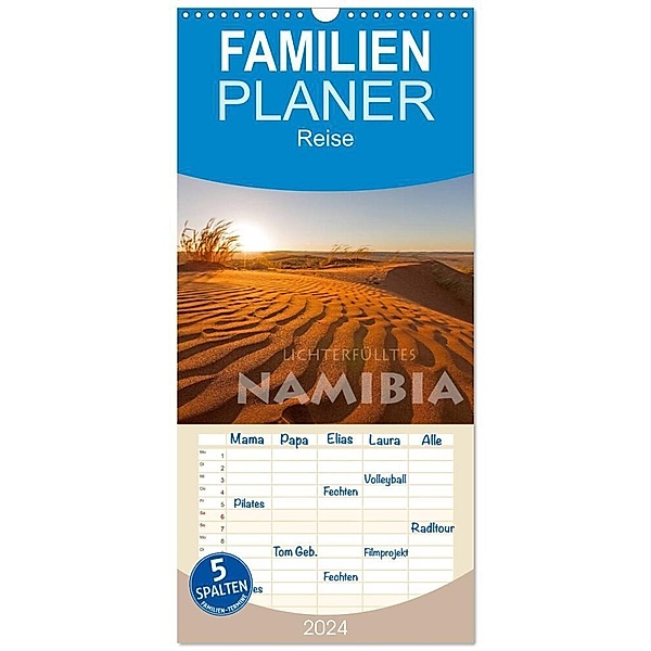 Familienplaner 2024 - Lichterfülltes Namibia mit 5 Spalten (Wandkalender, 21 x 45 cm) CALVENDO, Stephan Peyer