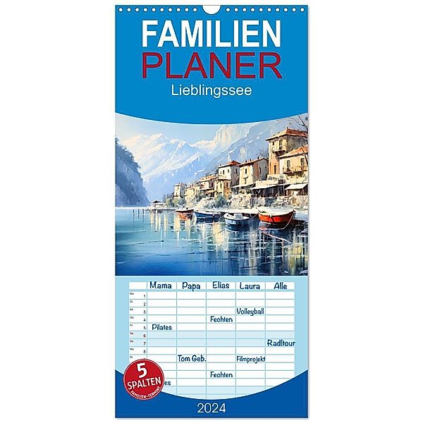 Familienplaner 2024 - Lieblingssee mit 5 Spalten (Wandkalender, 21 x 45 cm) CALVENDO, Calvendo, Sabine Löwer