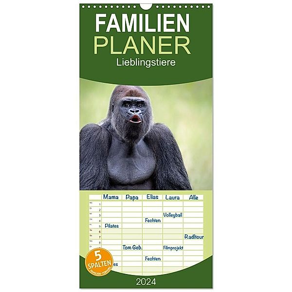 Familienplaner 2024 - Lieblingstiere - Schönheiten aus dem Tierreich mit 5 Spalten (Wandkalender, 21 x 45 cm) CALVENDO, Bettina Dittmann