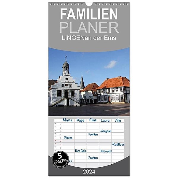 Familienplaner 2024 - LINGEN an der Ems mit 5 Spalten (Wandkalender, 21 x 45 cm) CALVENDO, Schnellewelten