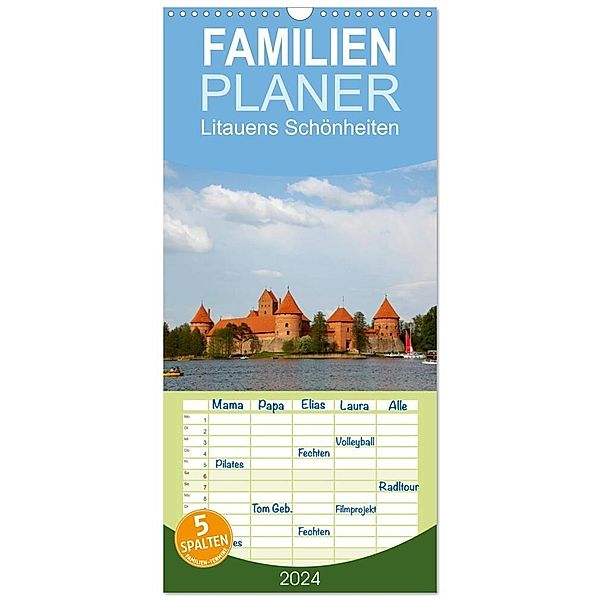 Familienplaner 2024 - Litauens Schönheiten mit 5 Spalten (Wandkalender, 21 x 45 cm) CALVENDO, Calvendo