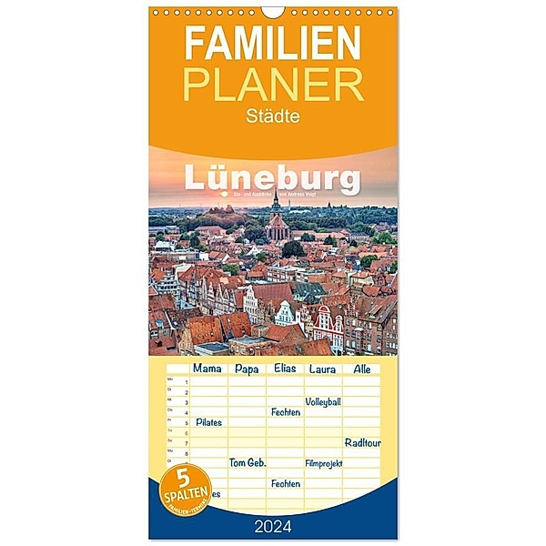 Familienplaner 2024 - LÜNEBURG Ein- und Ausblicke von Andreas Voigt mit 5 Spalten (Wandkalender, 21 x 45 cm) CALVENDO, Andreas Voigt