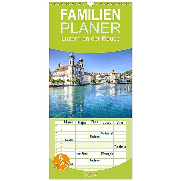 Familienplaner 2024 - Luzern an der Reuss mit 5 Spalten (Wandkalender, 21 x 45 cm) CALVENDO, saschahaas photography