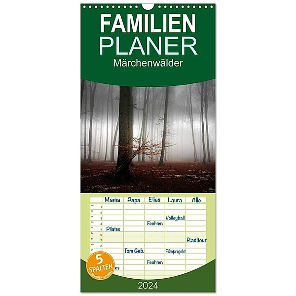 Familienplaner 2024 - Märchenwälder mit 5 Spalten (Wandkalender, 21 x 45 cm) CALVENDO, Irma Warth