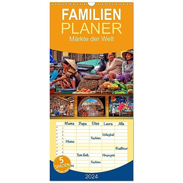 Familienplaner 2024 - Märkte der Welt mit 5 Spalten (Wandkalender, 21 x 45 cm) CALVENDO, Peter Roder