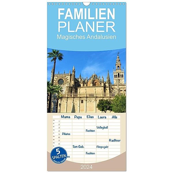 Familienplaner 2024 - Magisches Andalusien mit 5 Spalten (Wandkalender, 21 x 45 cm) CALVENDO, Kristin R.J. Ehrlich