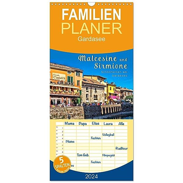 Familienplaner 2024 - Malcesine und Sirmione, Schönheiten am Gardasee mit 5 Spalten (Wandkalender, 21 x 45 cm) CALVENDO, Peter Roder