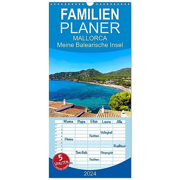 Familienplaner 2024 - MALLORCA, Meine Balearische Insel mit 5 Spalten (Wandkalender, 21 x 45 cm) CALVENDO, Andrea Dreegmeyer
