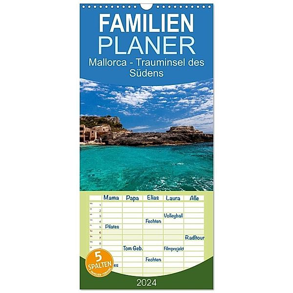 Familienplaner 2024 - Mallorca - Trauminsel des Südens mit 5 Spalten (Wandkalender, 21 x 45 cm) CALVENDO, Jürgen Seibertz