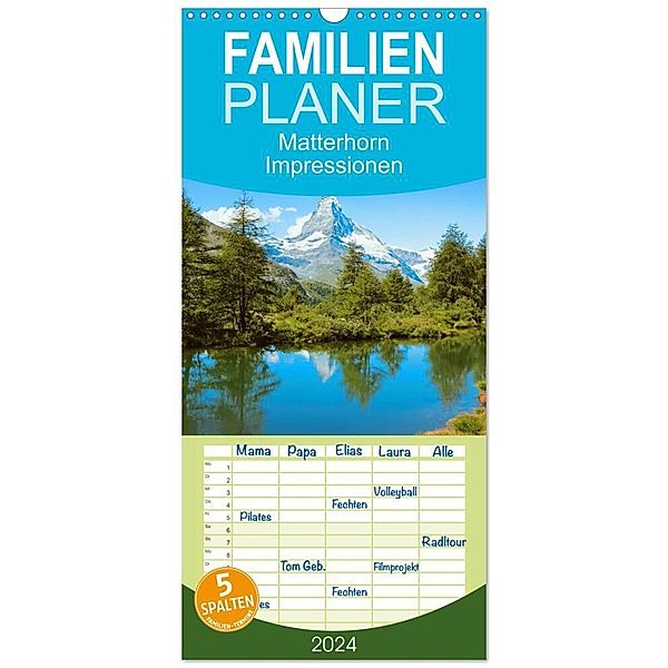 Familienplaner 2024 - MATTERHORN Impressionen mit 5 Spalten (Wandkalender, 21 x 45 cm) CALVENDO, Susan Michel