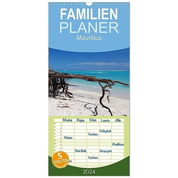 Familienplaner 2024 - Mauritius mit 5 Spalten (Wandkalender, 21 x 45 cm) CALVENDO, Thomas Amler