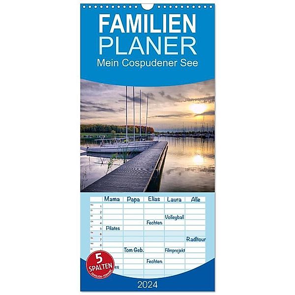 Familienplaner 2024 - Mein Cospudener See mit 5 Spalten (Wandkalender, 21 x 45 cm) CALVENDO, Manuela Steinbach