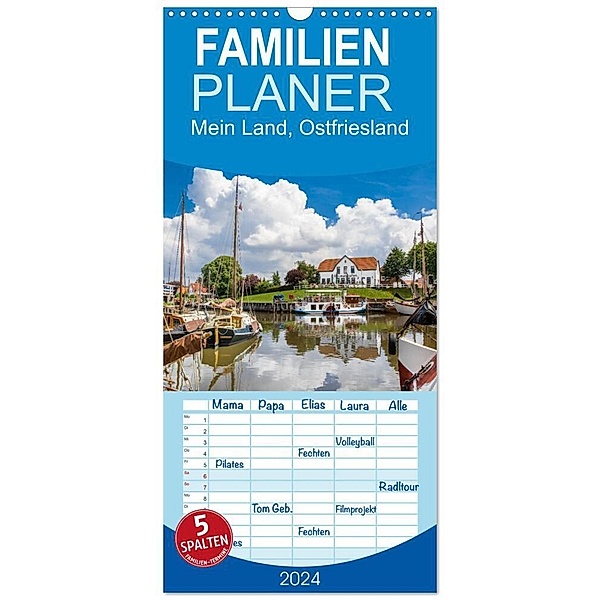 Familienplaner 2024 - Mein Land, Ostfriesland mit 5 Spalten (Wandkalender, 21 x 45 cm) CALVENDO, Dietmar Scherf