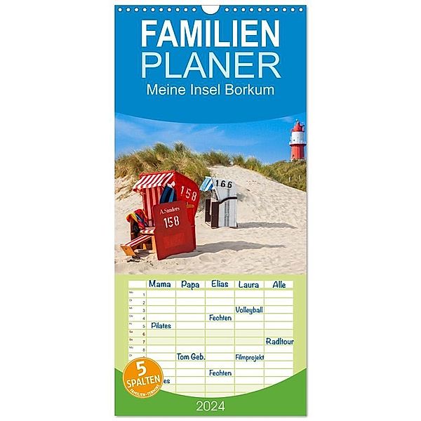 Familienplaner 2024 - Meine Insel Borkum mit 5 Spalten (Wandkalender, 21 x 45 cm) CALVENDO, Dietmar Scherf
