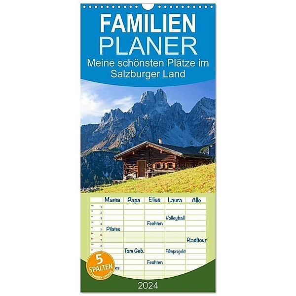 Familienplaner 2024 - Meine schönsten Plätze im Salzburger Land mit 5 Spalten (Wandkalender, 21 x 45 cm) CALVENDO, Christa Kramer