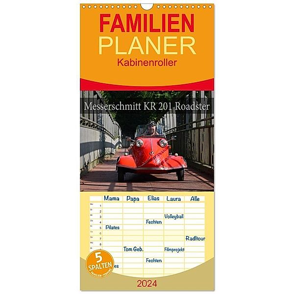 Familienplaner 2024 - Messerschmitt KR 201 Roadster mit 5 Spalten (Wandkalender, 21 x 45 cm) CALVENDO, Ingo Laue