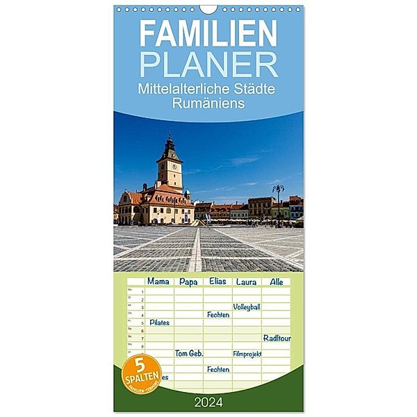 Familienplaner 2024 - Mittelalterliche Städte Rumäniens mit 5 Spalten (Wandkalender, 21 x 45 cm) CALVENDO, Roland Brack