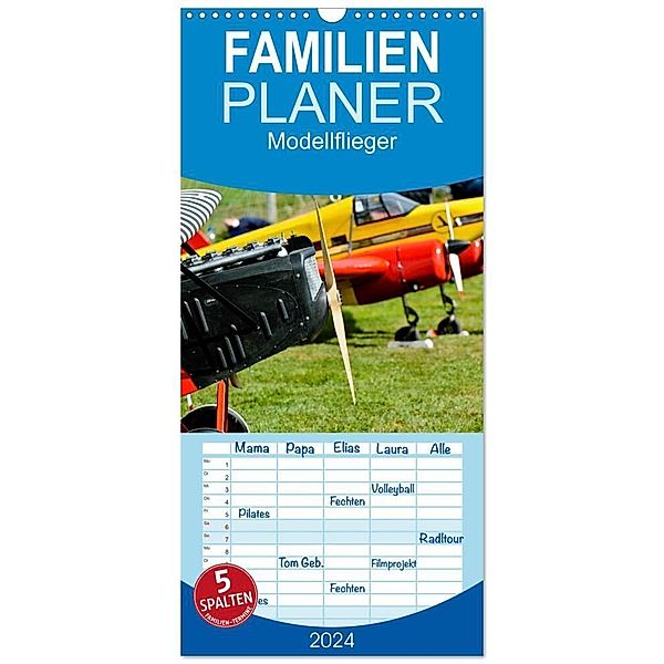 Familienplaner 2024 - Modellflieger mit 5 Spalten (Wandkalender, 21 x 45 cm) CALVENDO, Bernd Selig