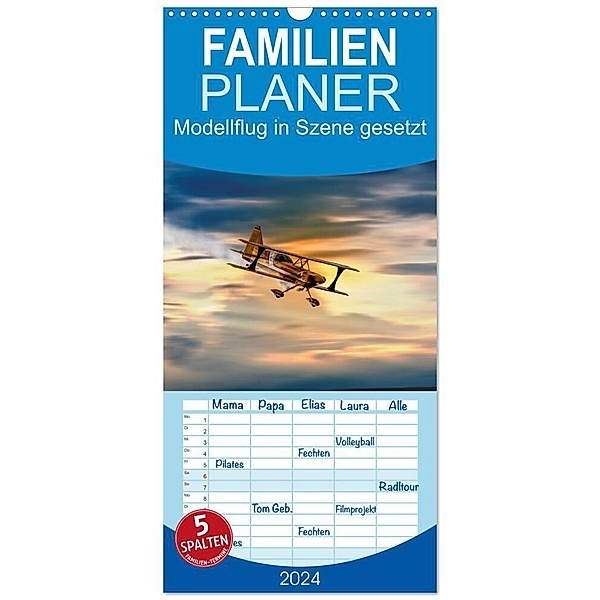 Familienplaner 2024 - Modellflug in Szene gesetzt mit 5 Spalten (Wandkalender, 21 x 45 cm) CALVENDO, Dieter Gödecke