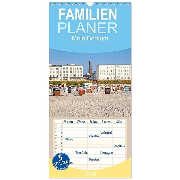 Familienplaner 2024 - Moin Borkum mit 5 Spalten (Wandkalender, 21 x 45 cm) CALVENDO, Dietmar Scherf
