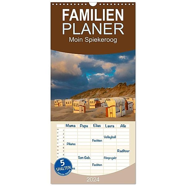 Familienplaner 2024 - Moin Spiekeroog mit 5 Spalten (Wandkalender, 21 x 45 cm) CALVENDO, Dietmar Scherf