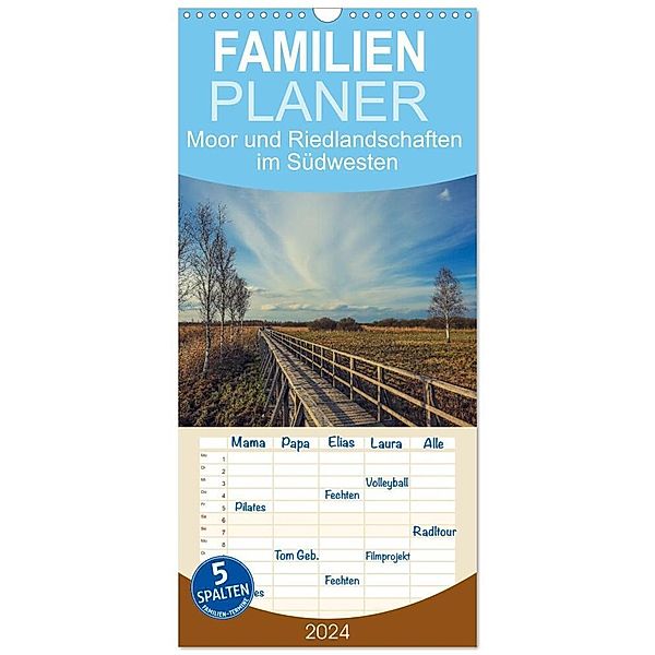 Familienplaner 2024 - Moor und Riedlandschaften im Südwesten mit 5 Spalten (Wandkalender, 21 x 45 cm) CALVENDO, Christine Horn