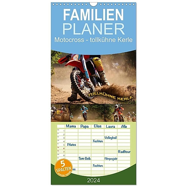 Familienplaner 2024 - Motocross - tollkühne Kerle mit 5 Spalten (Wandkalender, 21 x 45 cm) CALVENDO, Renate Bleicher