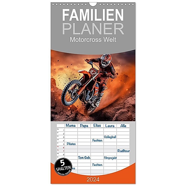 Familienplaner 2024 - Motorcross Welt mit 5 Spalten (Wandkalender, 21 x 45 cm) CALVENDO, Steffen Gierok-Latnaik