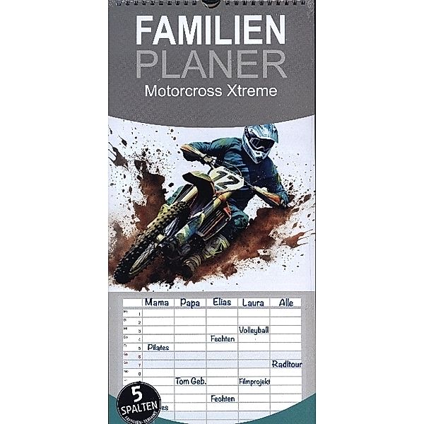 Familienplaner 2024 - Motorcross Xtreme mit 5 Spalten (Wandkalender, 21 x 45 cm) CALVENDO, Steffen Gierok-Latniak