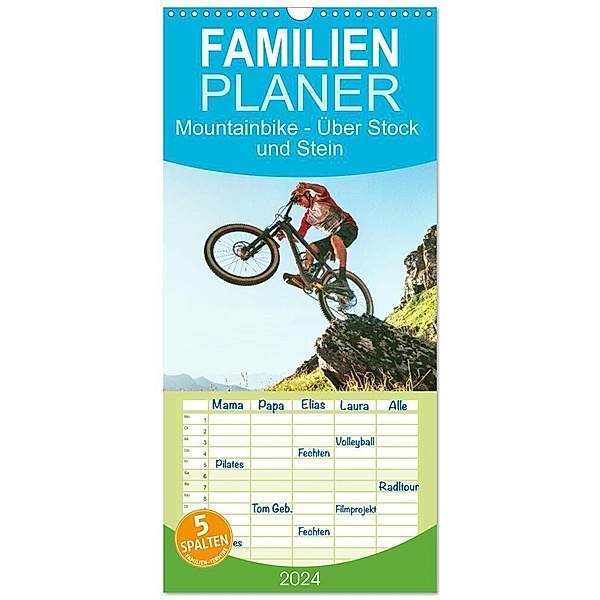Familienplaner 2024 - Mountainbike - Über Stock und Stein mit 5 Spalten (Wandkalender, 21 x 45 cm) CALVENDO, Calvendo