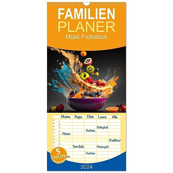 Familienplaner 2024 - Müsli Frühstück mit 5 Spalten (Wandkalender, 21 x 45 cm) CALVENDO, Dirk Meutzner