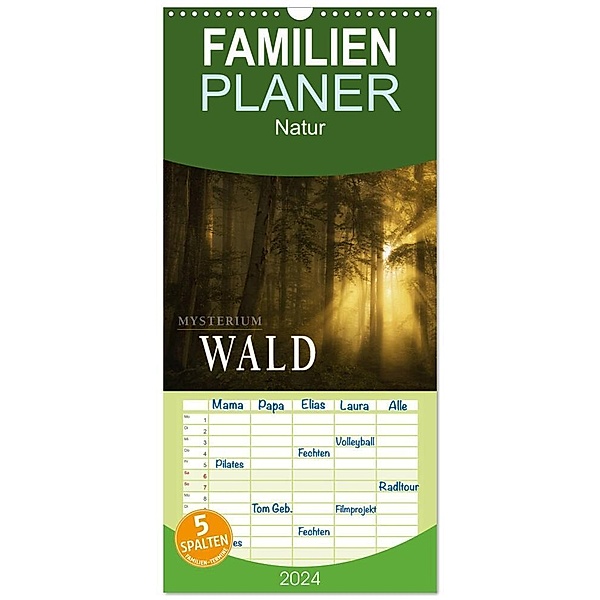 Familienplaner 2024 - Mysterium Wald mit 5 Spalten (Wandkalender, 21 x 45 cm) CALVENDO, Norbert Maier