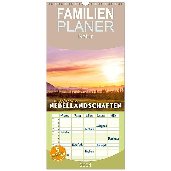 Familienplaner 2024 - Mystische Nebellandschaften mit 5 Spalten (Wandkalender, 21 x 45 cm) CALVENDO, SF