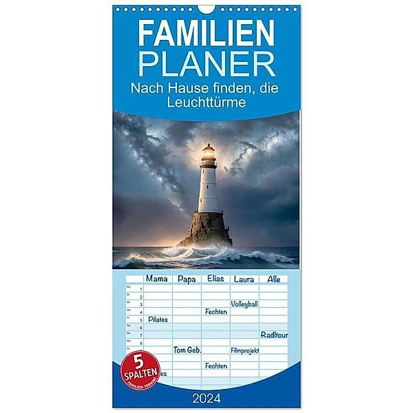 Familienplaner 2024 - Nach Hause finden, die Leuchttürme mit 5 Spalten (Wandkalender, 21 x 45 cm) CALVENDO, Dirk rosin