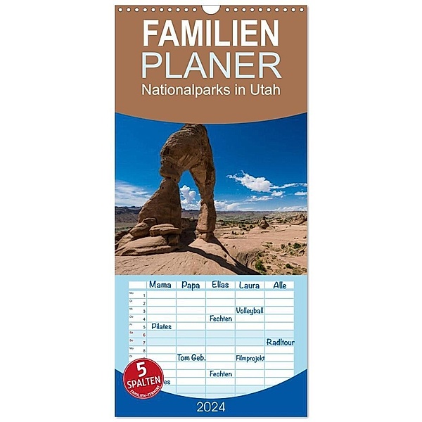 Familienplaner 2024 - Nationalparks in Utah mit 5 Spalten (Wandkalender, 21 x 45 cm) CALVENDO, Rolf Hitzbleck