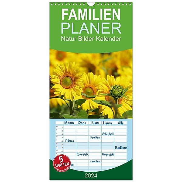 Familienplaner 2024 - Natur Bilder Kalender mit 5 Spalten (Wandkalender, 21 x 45 cm) CALVENDO, Avianaarts Design Fotografie by Tanja Riedel