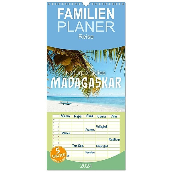 Familienplaner 2024 - Naturparadies Madagaskar mit 5 Spalten (Wandkalender, 21 x 45 cm) CALVENDO, SF