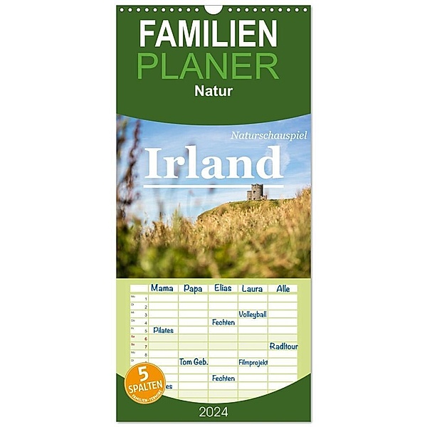 Familienplaner 2024 - Naturschauspiel Irland mit 5 Spalten (Wandkalender, 21 x 45 cm) CALVENDO, Benjamin Lederer