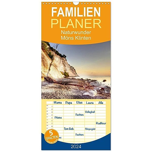 Familienplaner 2024 - Naturwunder Möns Klinten mit 5 Spalten (Wandkalender, 21 x 45 cm) CALVENDO, Kordula Vahle