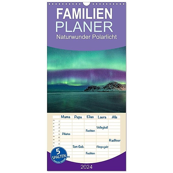 Familienplaner 2024 - Naturwunder Polarlicht mit 5 Spalten (Wandkalender, 21 x 45 cm) CALVENDO, Stefan Schröder Photography