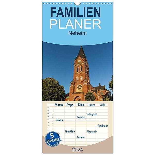 Familienplaner 2024 - Neheim Leuchtenstadt mit Sauerländer Dom mit 5 Spalten (Wandkalender, 21 x 45 cm) CALVENDO, Britta Lieder
