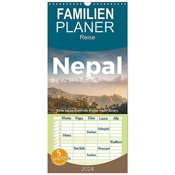 Familienplaner 2024 - Nepal - Eine bezaubernde Reise nach Asien. mit 5 Spalten (Wandkalender, 21 x 45 cm) CALVENDO, M. Scott