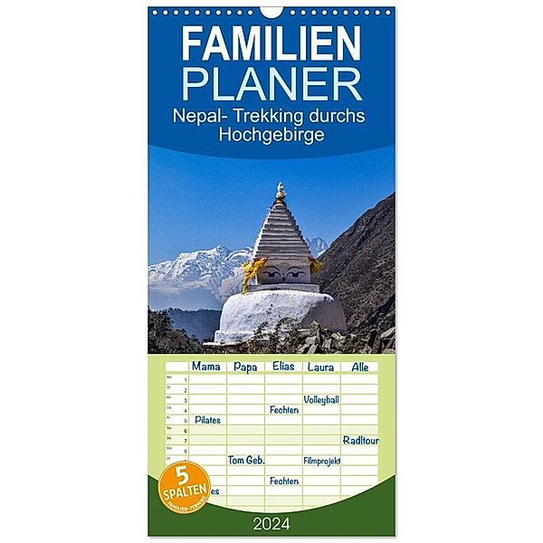 Familienplaner 2024 - Nepal- Trekking durchs Hochgebirge mit 5 Spalten (Wandkalender, 21 x 45 cm) CALVENDO, Holger Weigelt