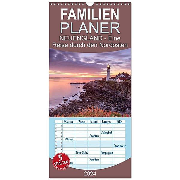 Familienplaner 2024 - NEUENGLAND - Eine Reise durch den Nordosten der USA mit 5 Spalten (Wandkalender, 21 x 45 cm) CALVENDO, Christine Büchler & Martin Büchler