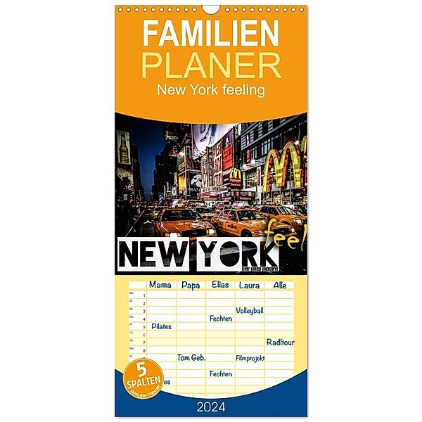Familienplaner 2024 - New York feeling mit 5 Spalten (Wandkalender, 21 x 45 cm) CALVENDO, Oliver Pinkoss Photostorys