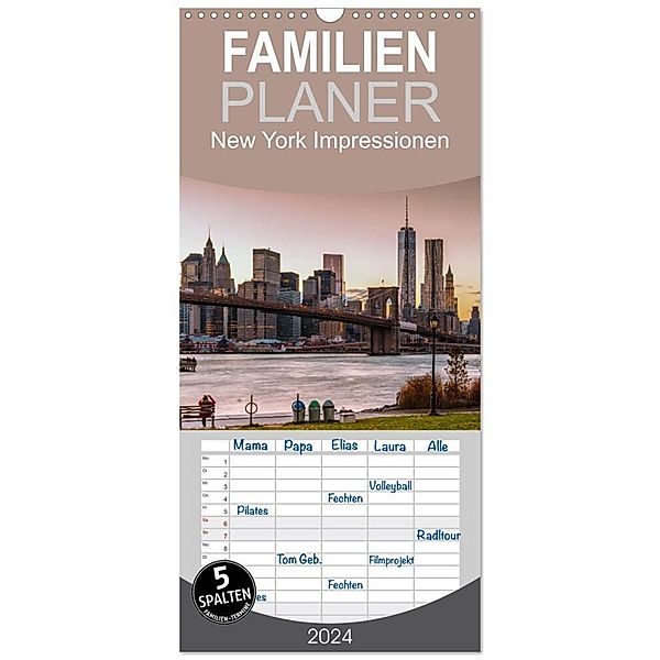 Familienplaner 2024 - New York Impressionen mit 5 Spalten (Wandkalender, 21 x 45 cm) CALVENDO, Marcus Sielaff