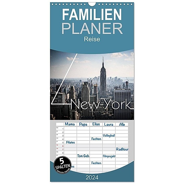 Familienplaner 2024 - New York Shoots mit 5 Spalten (Wandkalender, 21 x 45 cm) CALVENDO, Oliver Pinkoss Photostorys
