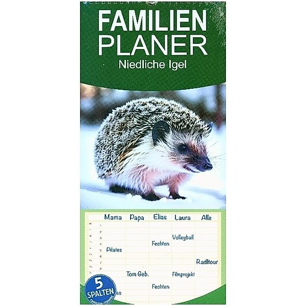 Familienplaner 2024 - Niedliche Igel mit 5 Spalten (Wandkalender, 21 x 45 cm) CALVENDO, Steffani Lehmann